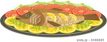 Dish with the baked fish 6488885