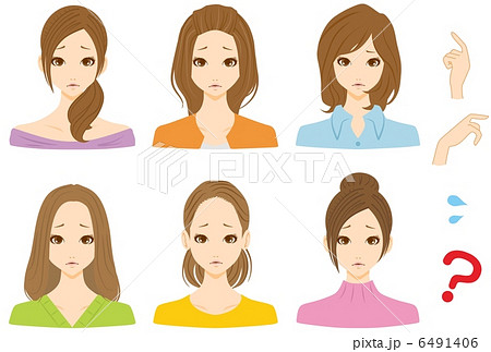 女性　複数　悩む 6491406
