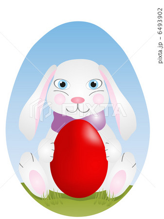 Vector illustration of Easter rabbit with red egg Vector illustration of Easter rabbit with red egg 6493902