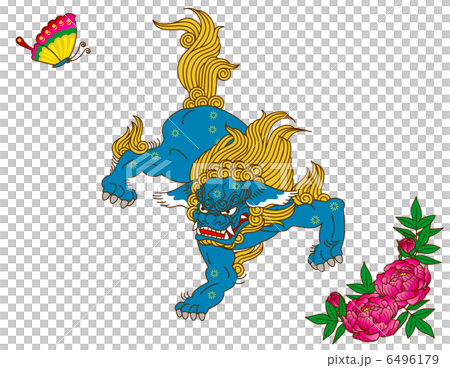 唐獅子牡丹と蝶 6496179