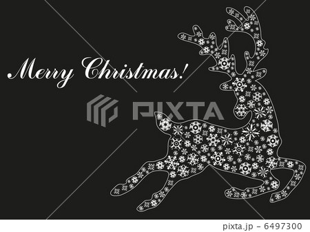 Vector illustration of deer made of snowflakes on a black background   6497300