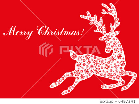 Vector illustration of jumping reindeer with text “Merry Christmas” 6497341