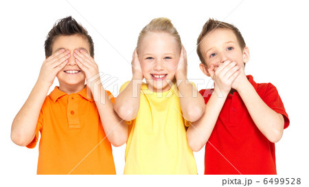 happy children doing "See Nothing, Hear Nothing, Say Nothing... 6499528