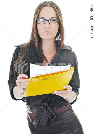 business woman hold papers and folder 6500608