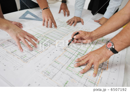 Team of architects on construciton site Team of architects on construciton site 6507192