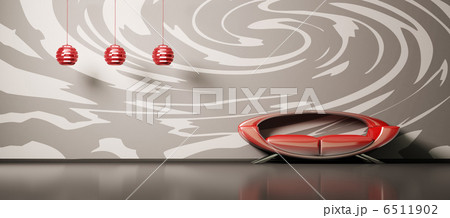 Interior with red sofa 3d Interior with red sofa 3d 6511902