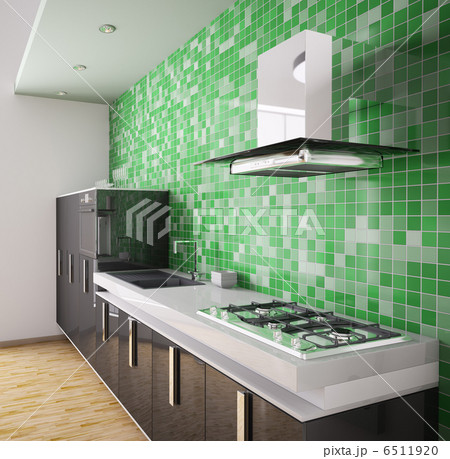 Modern black kitchen interior 3d Modern black kitchen interior 3d 6511920