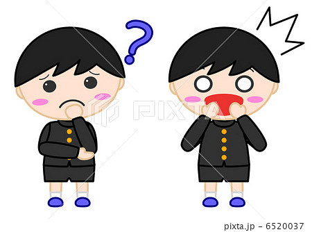 制服男子イラスト 悩む 驚くのイラスト素材