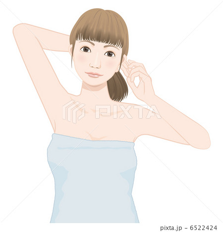 ワキを見せる女性のイラスト素材