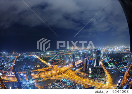 Panorama of down town Dubai city at night 6544008