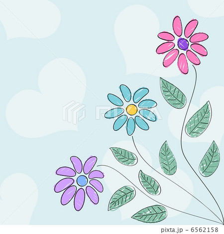 Valentine's day card with drawn like flowers and copy space. 6562158