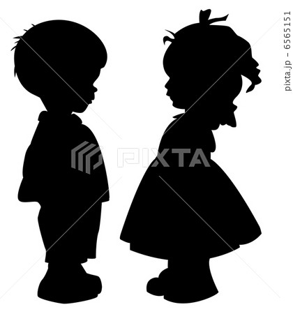 Silhouettes Of Childrenのイラスト素材