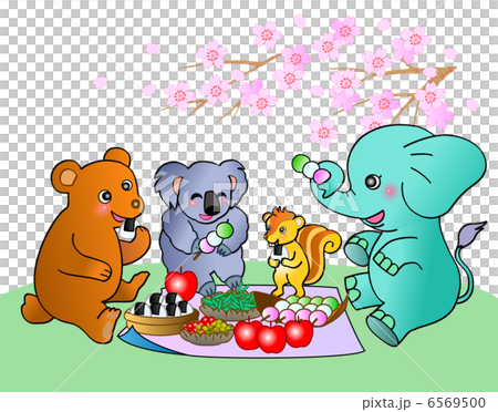 動物の花見のイラスト素材
