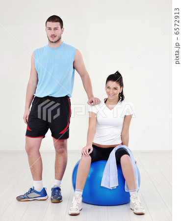 happy young couple fitness workout and fun 6572913