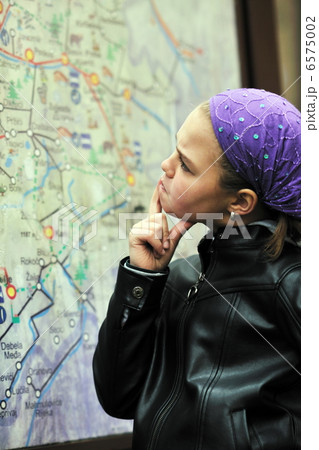 girl with city map panel girl with city map panel 6575002