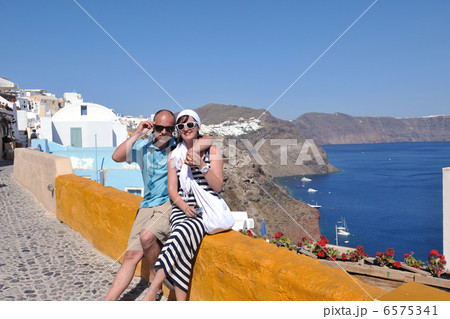 happy young couple tourists in greece 6575341