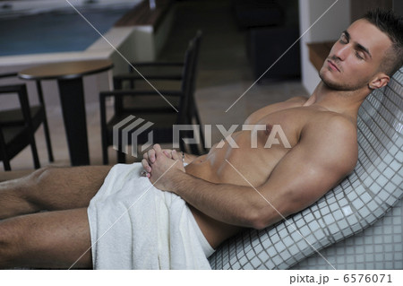 attractive young man in sauna attractive young man in sauna 6576071