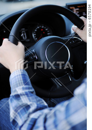 man using car navigation man using car navigation 6578194