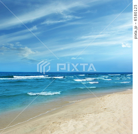 Baltic Sea white sand beach on a sunny summer day 6580125