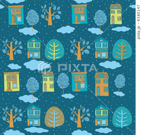 Little town in winter. seamless background. Vector illustration. 6580147