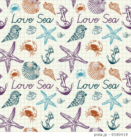 Abstract vector illustration on the marine theme . .Seamless bac 6580419