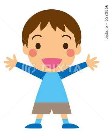元気にバンザイする男の子のイラスト素材