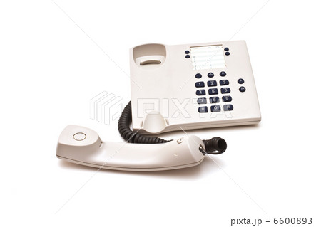 Grey plastic telephone on white background Grey plastic telephone on white background 6600893