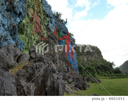 世界遺産 ビニャーレス渓谷 のプレイストリアの壁画 キューバ の写真素材