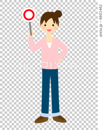 マル札をあげる女性 6601462