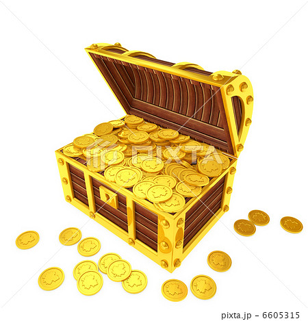 金貨でいっぱいの宝箱のイラスト素材