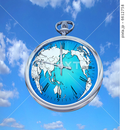 世界地図と時計 世界地図と時計 6612758