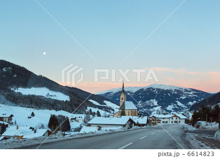 Mountain winter Kartitsch village and sunrise (Austria). 6614823