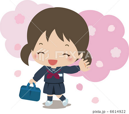 桜と中学生の女の子 桜と中学生の女の子 6614922