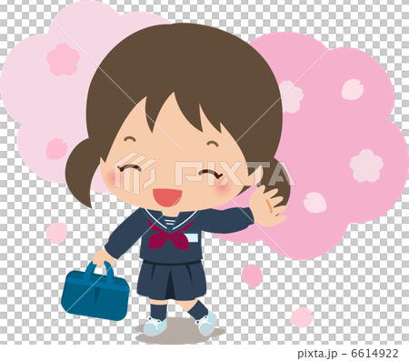桜と中学生の女の子 桜と中学生の女の子 6614922
