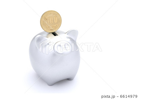 豚の貯金箱　銀色　硬貨 6614979