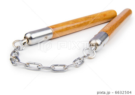 Martial arts nunchaku weapon isolated on white 6632504