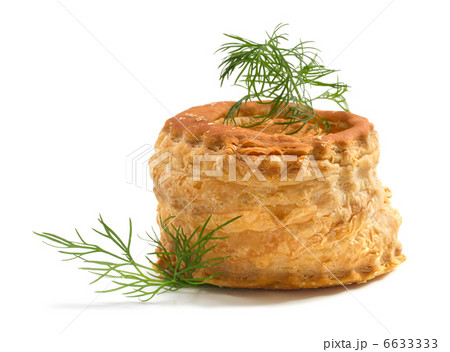 empty puff pastry  isolated on white. 6633333