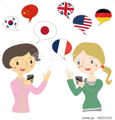 翻訳アプリで会話のイラスト素材
