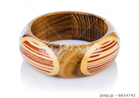 Wooden bracelet isolated on the white 6634743