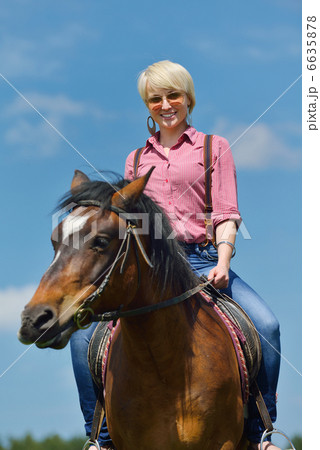 happy woman on horse happy woman on horse 6635878