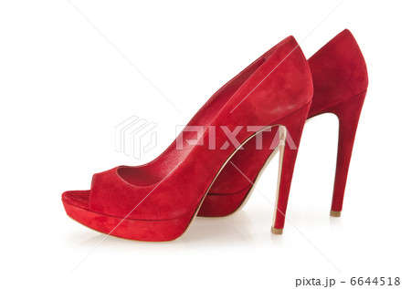 Red stylish woman shoes isolated on the white 6644518