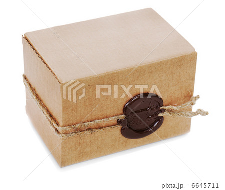 cardboard box with stamp isolated on white background 6645711