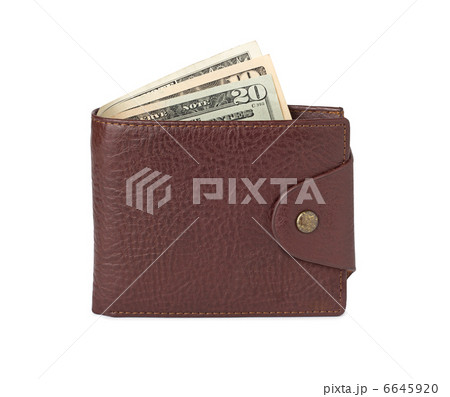 brown leather wallet with money isolated on white background 6645920