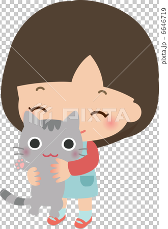 猫を抱いた小さい女の子 6646719