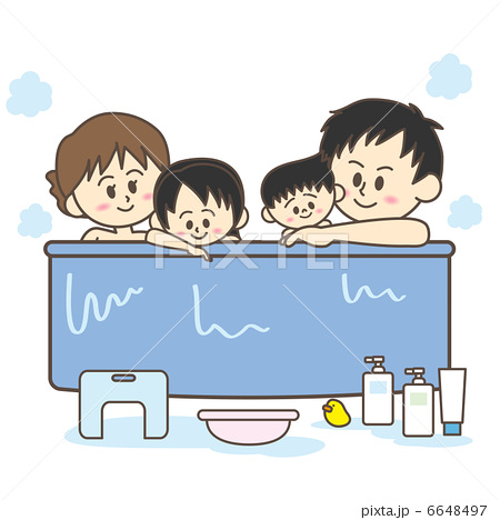 家族でお風呂のイラスト素材 6648497 Pixta