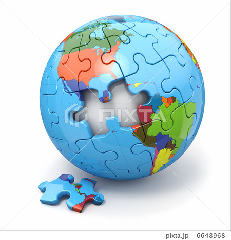 Concept Of Globalization Earth Puzzle 3dのイラスト素材
