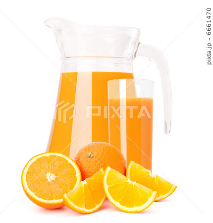 Orange fruit juice in glass jug Orange fruit juice in glass jug 6661470