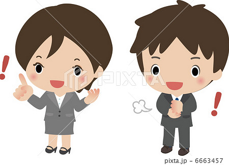 納得して笑顔になるスーツの男女 6663457