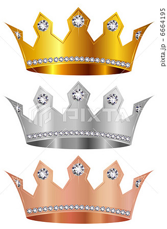 王冠 クラウン 金 銀 銅のイラスト素材