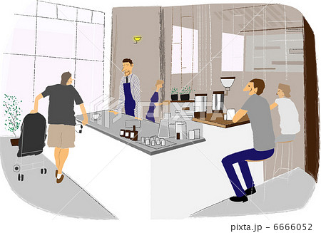 カフェの風景のイラスト素材 6666052 Pixta